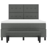 vidaXL Lit à ressort avec matelas et banc gris foncé 160x200 cm tissu