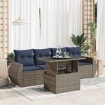 vidaXL Salon de jardin 5 Pièces avec coussins gris résine tressée acacia