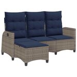 vidaXL Canapé de jardin inclinable coussins forme de L gris polyrotin