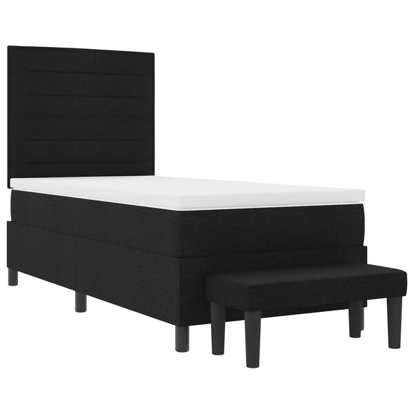 vidaXL Lit à Sommier avec Matelas & Banc Noir 80x200 cm Tissu