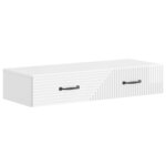 vidaXL Table d'appoint murale Blanc brillant 87 5 x 34 5 x 17 cm