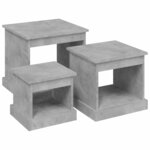 vidaXL Tables basses 3 Pièces gris béton bois d'ingénierie