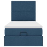 vidaXL Lit ottoman avec matelas et LED Bleu 90x200 cm Tissu