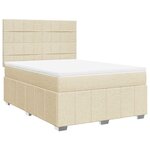 vidaXL Sommier à lattes de lit avec matelas Crème 140x190 cm Tissu