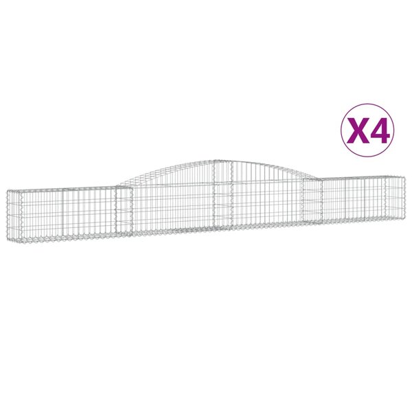 vidaXL Paniers à gabions arqués 4 Pièces 400x30x40/60 cm Fer galvanisé