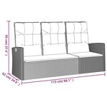 vidaXL Banc de jardin inclinable et coussins gris 173cm résine tressée