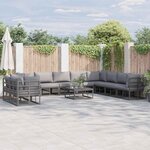 Ensemble de canapé de jardin avec coussin 11 Pièces Noir Aluminium