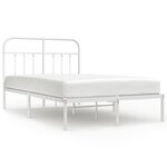 vidaXL Cadre de lit métal sans matelas et tête de lit blanc 120x190 cm