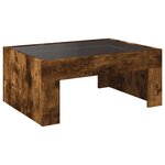 vidaXL Table basse avec LED infini chêne fumé 70x50x30 cm