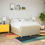 vidaXL Sommier à lattes de lit avec matelas Crème 140x200 cm Tissu
