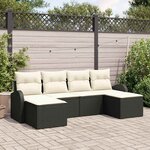vidaXL Ensemble de canapé de jardin avec coussin 6 Pièces Noir Poly rotin