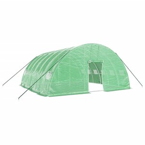 vidaXL Serre avec cadre en acier vert 36 m² 6x6x2 85 m