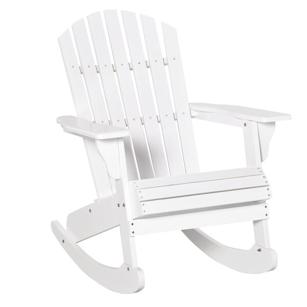 Fauteuil de jardin Adirondack à bascule rocking chair style néo-rétro assise dossier ergonomique bois sapin traité peint blanc