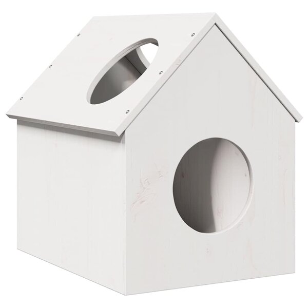vidaXL Maison pour chat blanc 41x50x50 cm bois de pin massif