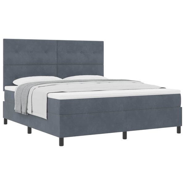 vidaXL Lit à ressorts avec matelas Gris foncé 180 x 200 cm tissu