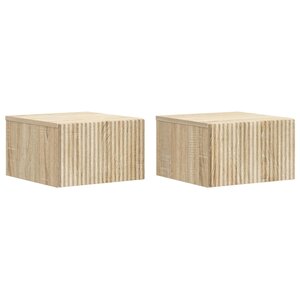 vidaXL Cabinet de chevet mural 2 Pièces Chêne Sonoma 33 x 34 5 x 20 cm