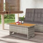 vidaXL Table de jardin gris 100x50x43/63 cm acacia et résine tressée