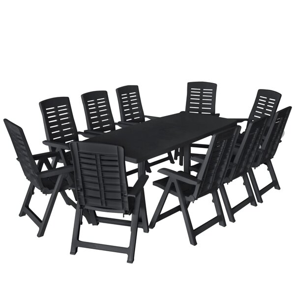 vidaXL Ensemble à manger d'extérieur 11 Pièces Plastique Anthracite