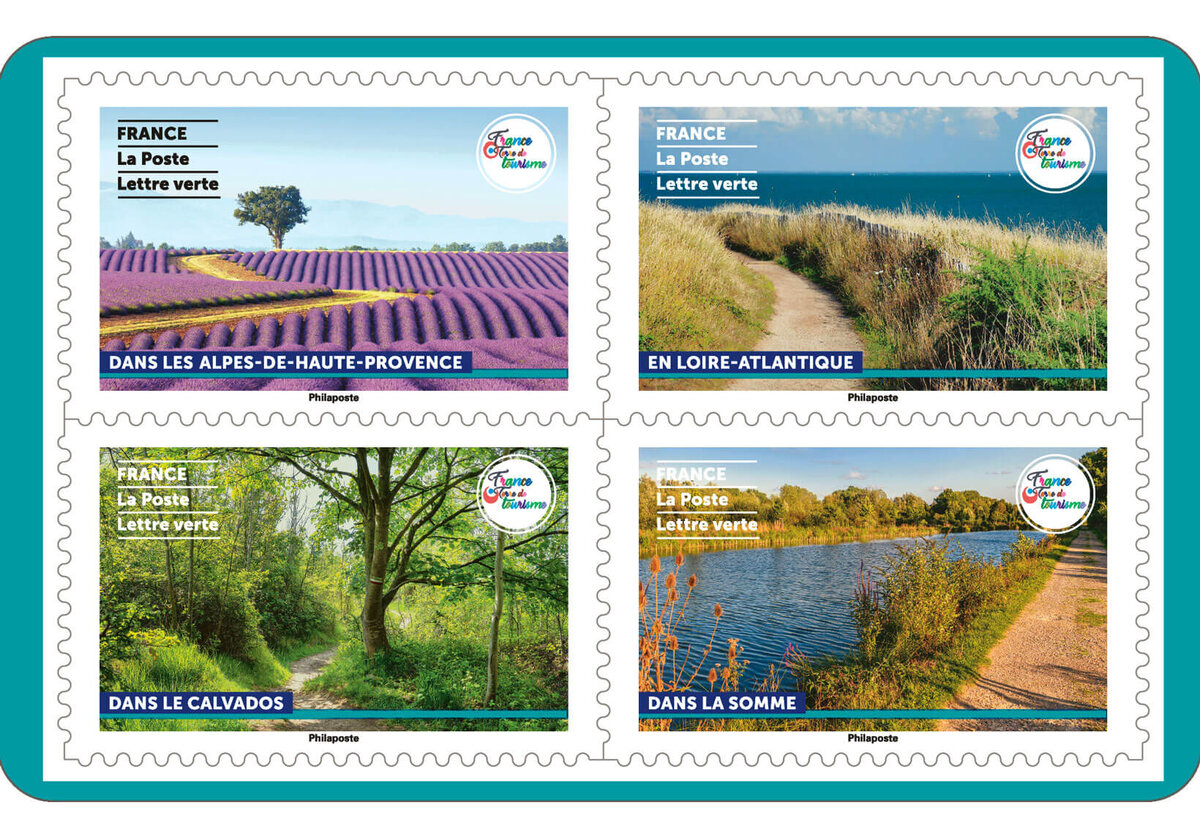 Carnet de 12 timbres - France Terre de tourisme - Randonnées pédestres -  Lettre Verte