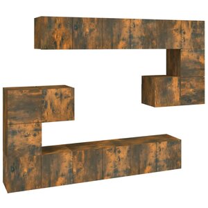 vidaXL Ensemble de meubles TV 10 Pièces Chêne fumé Bois d'ingénierie