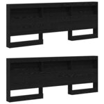 vidaXL Tête de lit de rangement Chêne noir 180 cm Bois d'ingénierie
