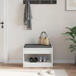 vidaXL Banc d'entrée Blanc 63 x 38 x 45 cm Bois Ingénierie et Tissu