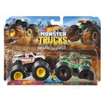 Hot wheels monster trucks méga roues et méga amortisseurs - double démolition - 2 véhicules échelle 1:64 (modeles aléatoires)