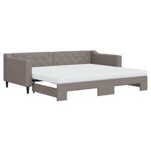 vidaXL Lit de jour avec gigogne et matelas taupe 90x200 cm tissu