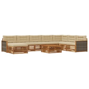 vidaXL Ensemble de canapés d'extérieur 9 Pièces Naturel et Beige