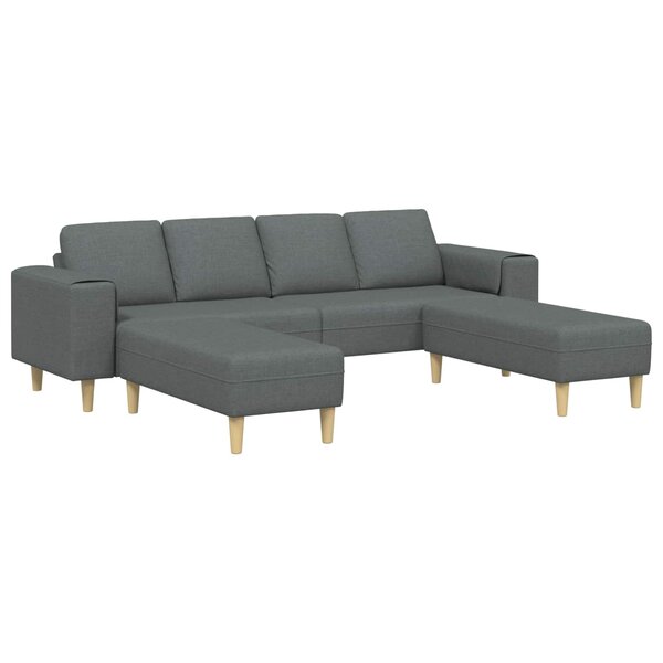 vidaXL Canapé de salon 3 pc Gris foncé Polyester