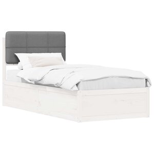 vidaXL Cadre de lit avec tête de lit rembourrée Gris clair 75 x 190 cm