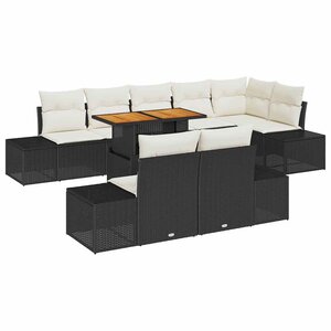 vidaXL Ensemble de salle à manger pour jardin 9 Pièces Noir et Crème