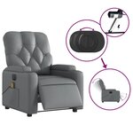vidaXL Fauteuil de massage inclinable électrique gris similicuir