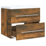 vidaXL Meuble lavabo avec bassin intégré Chêne fumé Bois d'ingénierie