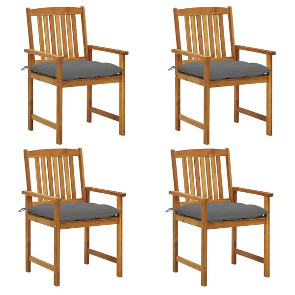 vidaXL Chaises de jardin avec coussins 4 Pièces Bois d'acacia massif