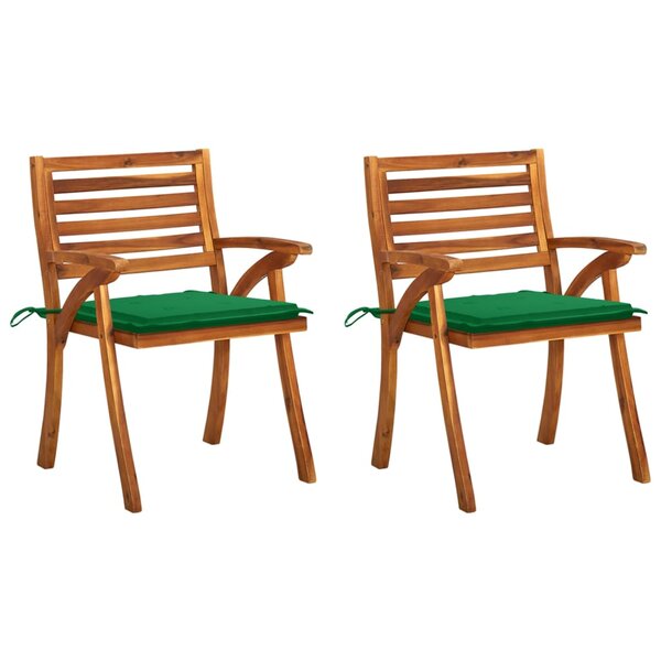 vidaXL Chaises à manger de jardin avec coussins lot de 2 Acacia massif