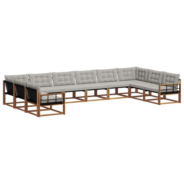 vidaXL Ensemble de canapés d'extérieur 10 pc Gris Naturel et Clair