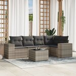 vidaXL Salon de jardin 6 Pièces avec coussins gris clair résine tressée