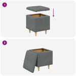 vidaXL Ottoman avec rangement Gris foncé 40 x 40 x 45 cm tissu