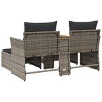 vidaXL Canapé de jardin 2 places avec tabourets gris résine tressée