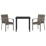 vidaXL Ensemble de salle à manger pour jardin 3 Pièces Gris Poly rotin