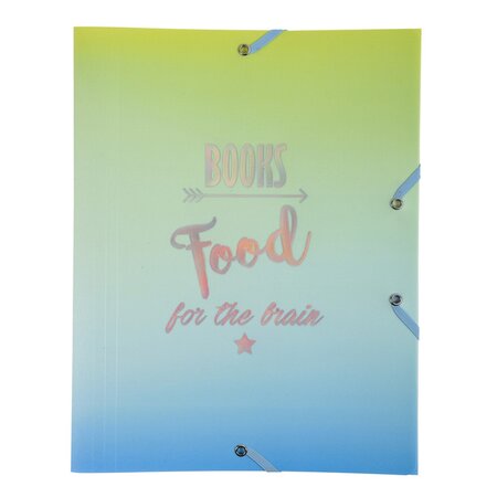 Candy blue  chemise polypro élastiques 3 rabats 24x32cm books food for the brain