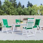 vidaXL Coussins de chaise de jardin à dossier haut lot de 4 vert tissu