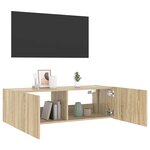 vidaXL Meuble TV mural avec lumières LED chêne sonoma 100x35x31 cm