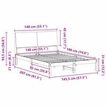 vidaXL Cadre de lit avec tête de lit marron et gris foncé 140 x 190 cm