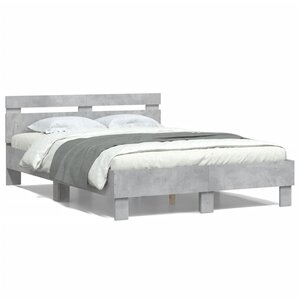 vidaXL Cadre de lit sans matelas gris béton 135x190 cm