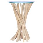 vidaXL Table basse avec dessus en verre 35x35x50cm Bois de teck massif