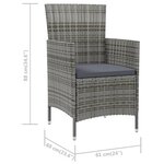 vidaXL Chaises de jardin avec coussins lot de 4 Résine tressée Gris