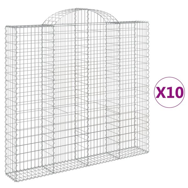 vidaXL Paniers à gabions arqués 10 Pièces 200x30x180/200 cm Fer galvanisé