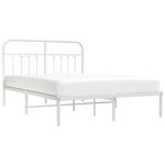 vidaXL Cadre de lit métal avec tête de lit blanc 135x190 cm